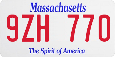 MA license plate 9ZH770