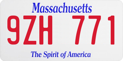 MA license plate 9ZH771