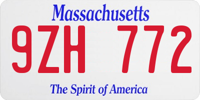 MA license plate 9ZH772