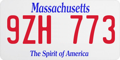 MA license plate 9ZH773