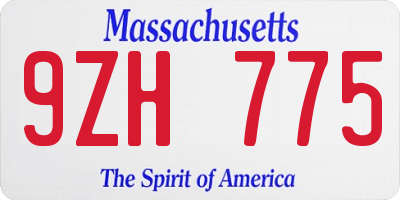 MA license plate 9ZH775