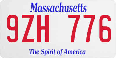 MA license plate 9ZH776