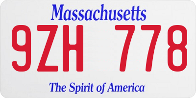 MA license plate 9ZH778