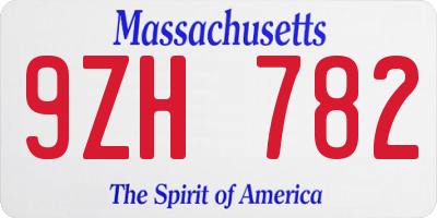 MA license plate 9ZH782