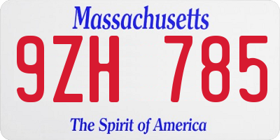 MA license plate 9ZH785