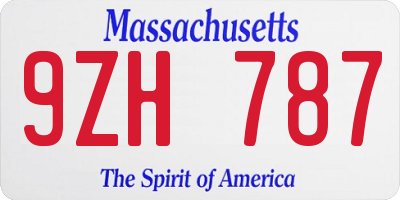 MA license plate 9ZH787
