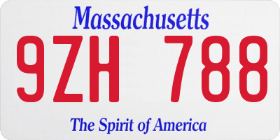 MA license plate 9ZH788