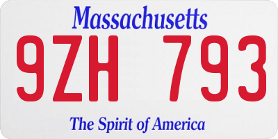 MA license plate 9ZH793