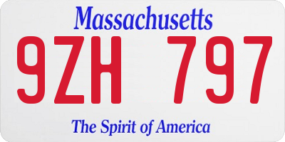 MA license plate 9ZH797
