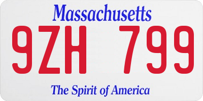 MA license plate 9ZH799