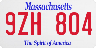 MA license plate 9ZH804