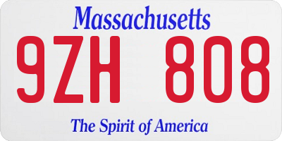 MA license plate 9ZH808