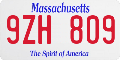 MA license plate 9ZH809