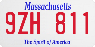 MA license plate 9ZH811