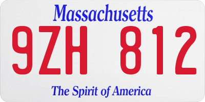 MA license plate 9ZH812