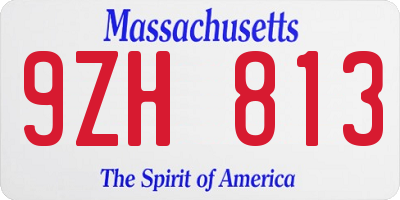 MA license plate 9ZH813