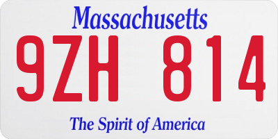 MA license plate 9ZH814