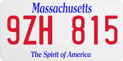 MA license plate 9ZH815