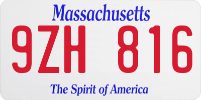 MA license plate 9ZH816