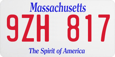 MA license plate 9ZH817