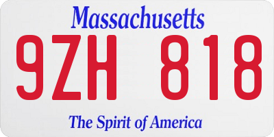 MA license plate 9ZH818