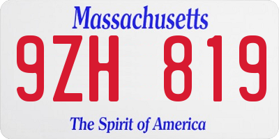 MA license plate 9ZH819