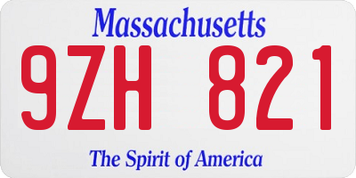 MA license plate 9ZH821
