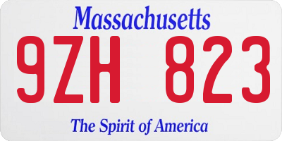 MA license plate 9ZH823