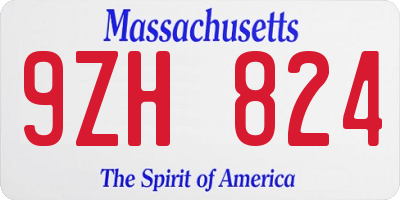 MA license plate 9ZH824