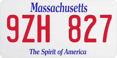 MA license plate 9ZH827
