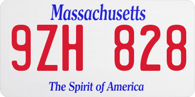 MA license plate 9ZH828