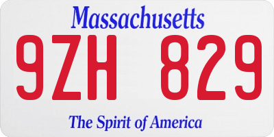 MA license plate 9ZH829