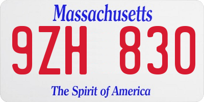 MA license plate 9ZH830