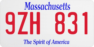 MA license plate 9ZH831