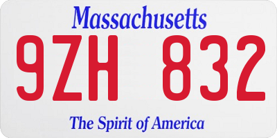 MA license plate 9ZH832