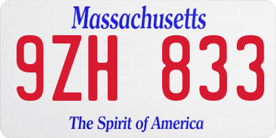 MA license plate 9ZH833