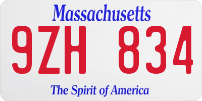 MA license plate 9ZH834