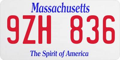 MA license plate 9ZH836