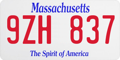 MA license plate 9ZH837