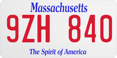 MA license plate 9ZH840
