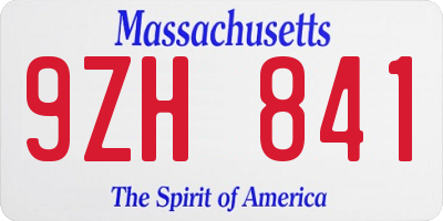 MA license plate 9ZH841