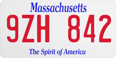 MA license plate 9ZH842