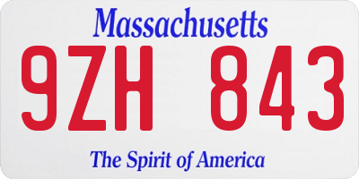 MA license plate 9ZH843