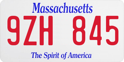 MA license plate 9ZH845