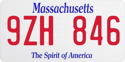 MA license plate 9ZH846