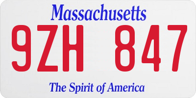 MA license plate 9ZH847