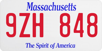 MA license plate 9ZH848