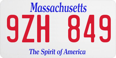 MA license plate 9ZH849