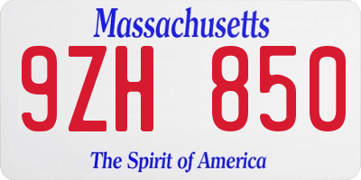 MA license plate 9ZH850