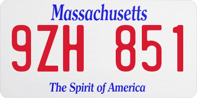 MA license plate 9ZH851